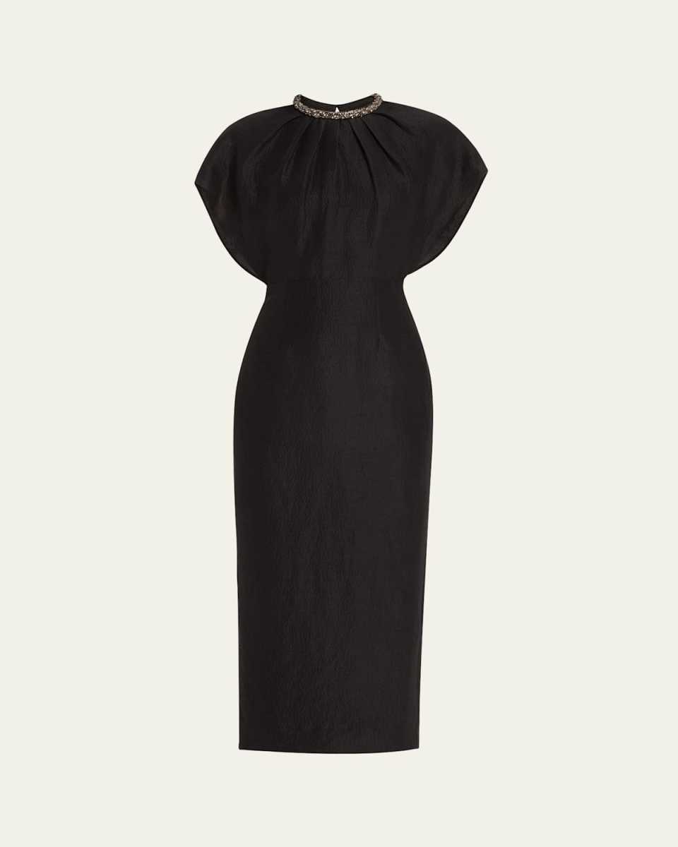 Diamante Neck Midi Dress